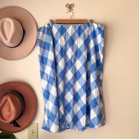 LANE BRYANT Crop Balloon-Sleeve Top & midi skirt set LINEN Lattice Check SIZE 22 - Picture 6 of 15